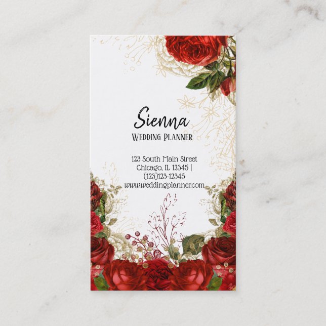 Modern Glam Chic Flowers Business Card (Front)