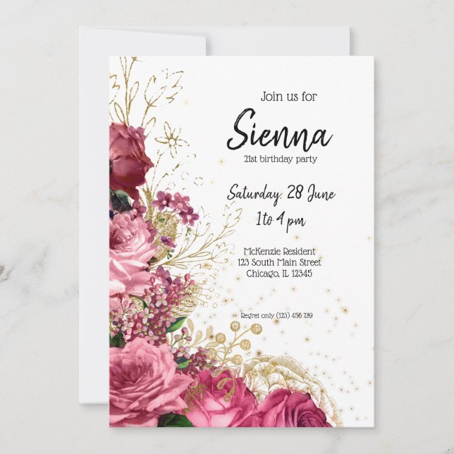 Modern Glam Chic Flowers for all occasions Invitation (Front)