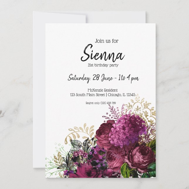 Modern Glam Chic Flowers for all occasions Invitation (Front)
