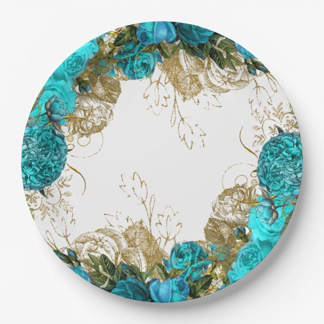 Modern Glam Chic Flowers for all occasions Paper Plate (Front)