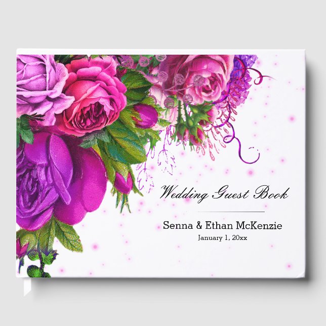 Modern Glam Chic Flowers Guest Book (Front)
