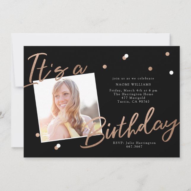 Modern Glam (Faux Gold) Invitation (Front)