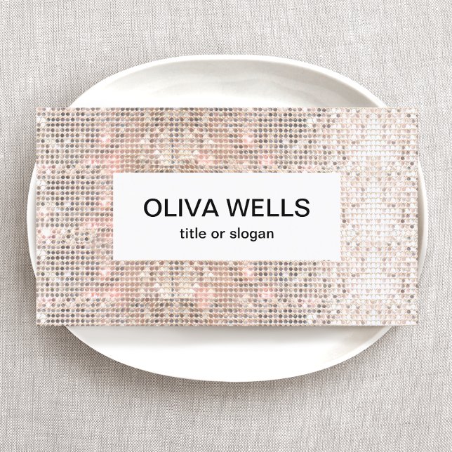 Modern Glam Faux Silver Sequin Business Card (Creator Uploaded)