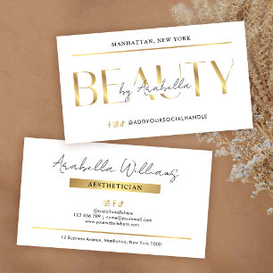 Modern Glam Gold Lash Beauty Salon Aesthetician Business Card