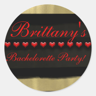 Modern Glam Gold Red Hearts Bachelorette Favour Classic Round Sticker
