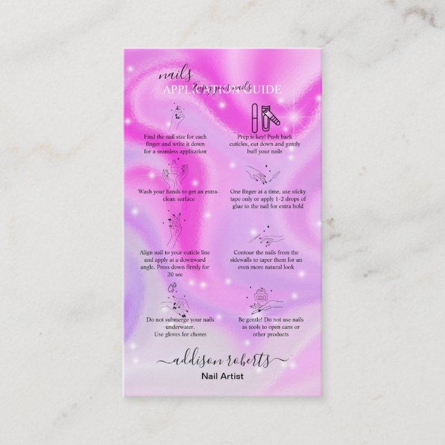 Modern Glam Iridescent Nails Application Guide  Bu Business Card (Front)