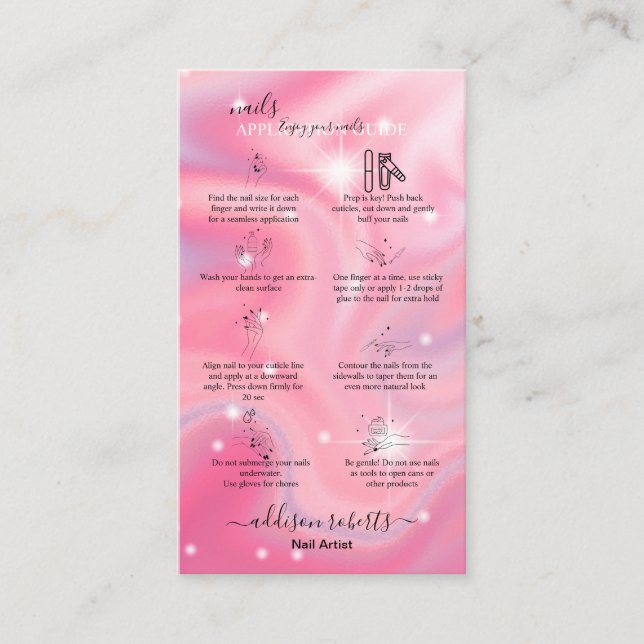 Modern Glam Iridescent Nails Application Guide  Bu Business Card (Front)