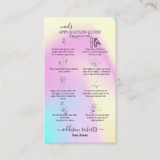Modern Glam Iridescent Nails Application Guide Business Card