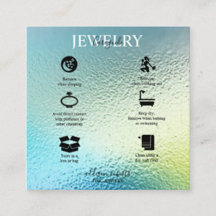Modern Glam Iridescent Sparkle  Jewellery Care   Square Business Card