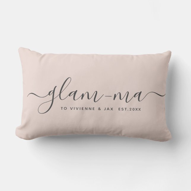 Modern Glam-ma Chic Script Fun Blush Pink Grandma Lumbar Cushion (Front)