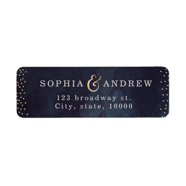 Modern glam night gold glitter return address (Front)