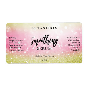 Modern Glam Pink And Gold Face Serum Labels