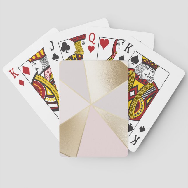 Modern Glam Pink Gold Geometric   Playing Cards (Back)