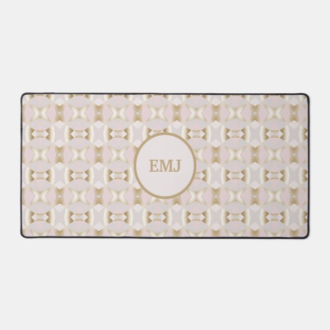 Modern Glam Pink Gold Kaleidoscope Geometric  Desk Mat (Front)