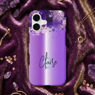 Modern Glam Purple Metallic Ombre Abstract Art