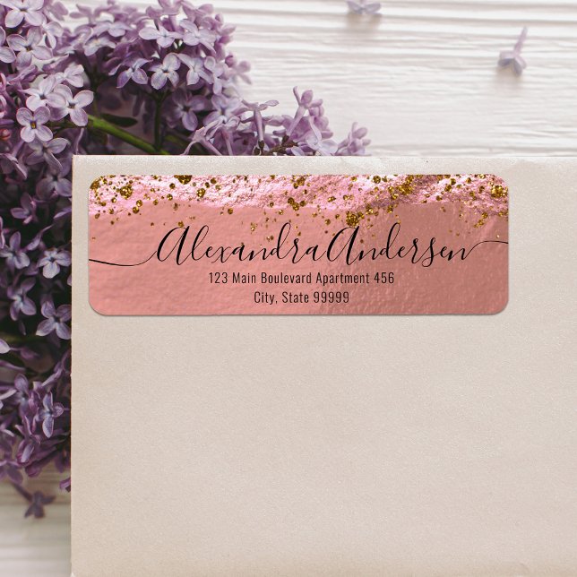 Modern Glam Rose Gold Elegant Calligraphy Label (Creator Uploaded)