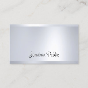 Modern Glam Silver Look Elegant Clean Plain Trendy Business Card