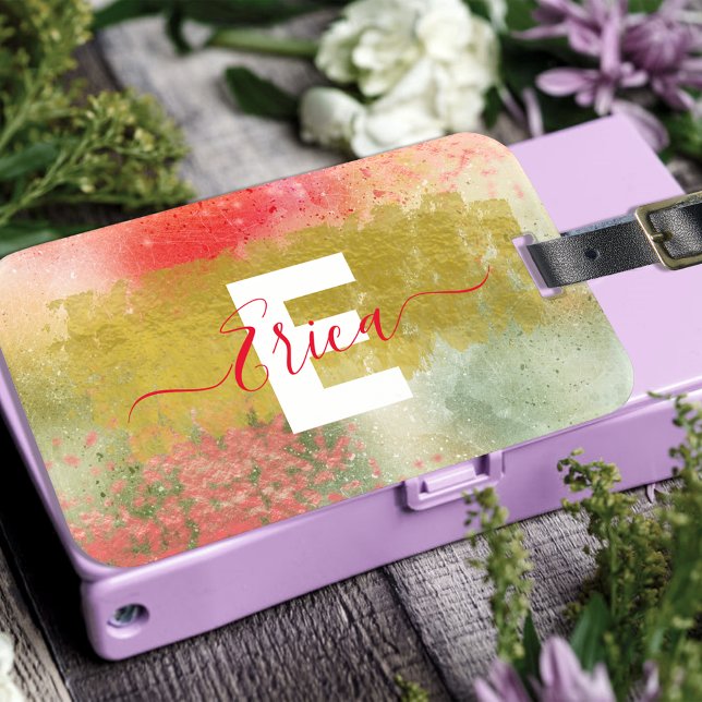 Modern Glam Trendy Abstract Calligraphy Script  Luggage Tag (Creator Uploaded)