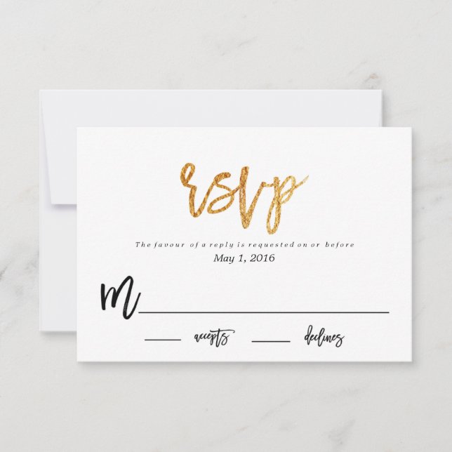 MODERN GLAM WEDDING response RSVP card (Front)