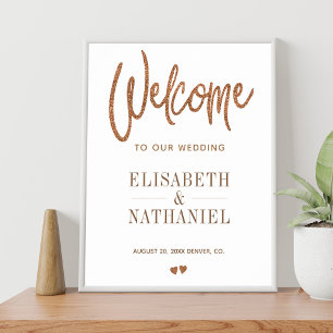 Modern glamorous typography wedding welcome sign