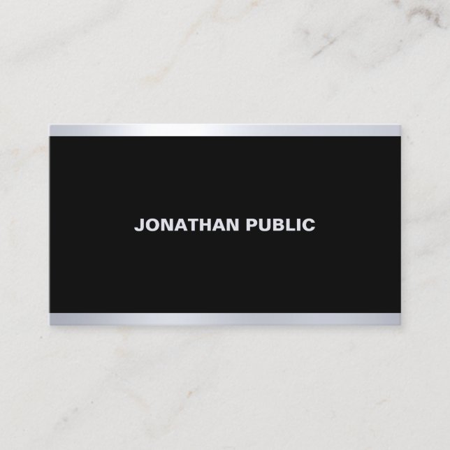 Modern Glamour Black And Silver Elegant Trendy Business Card (Front)
