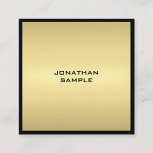 Modern Glamour Elegant Black Gold Luxe Attractive Square Business Card