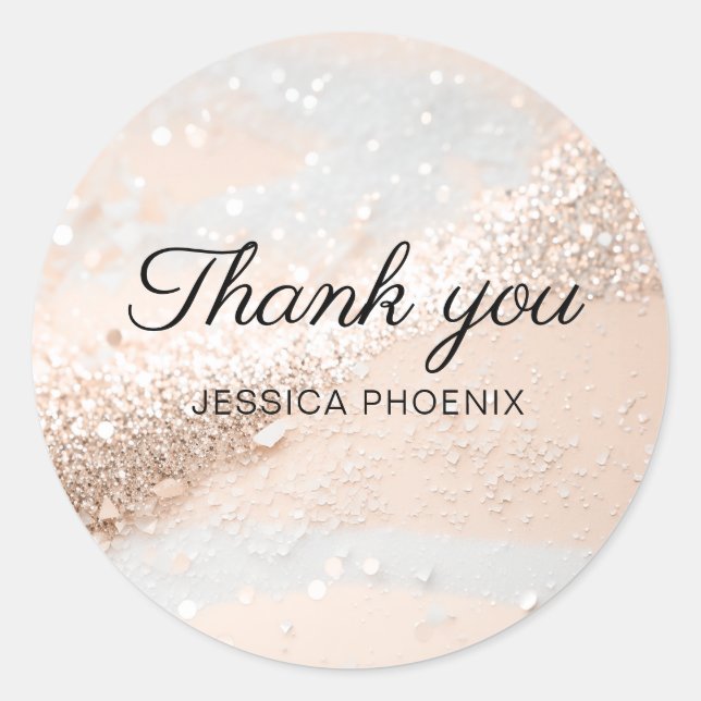 Modern Glamour Glitter  Classic Round Sticker (Front)