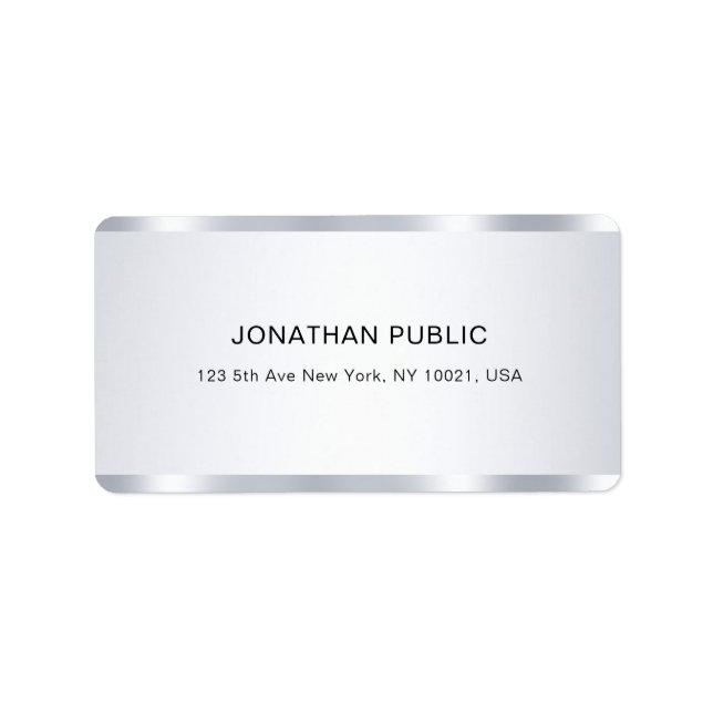 Modern Glamour Silver Look Cool Template Address Label (Front)