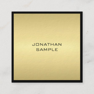 Modern Glamourous Elegant Black Gold Graceful Luxe Square Business Card
