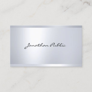 Modern Glamourous Silver Look Elegant Simple Plain Business Card