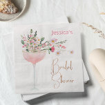 Modern Glass Wildflower Bridal Shower Paper Napkin<br><div class="desc">Modern Glass Wildflower Bridal Shower Paper Napkin

This modern bridal shower paper napkin features a tall wide champagne glass and some wildflowers as well as a modern calligraphy heading in a faux copper foil texture.</div>