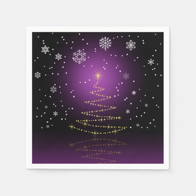 Modern Gleamy Christmas Tree Napkin (Front)