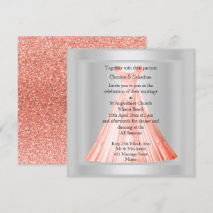 MODERN GLITTER APRICOT GOWN WEDDING INVITATION