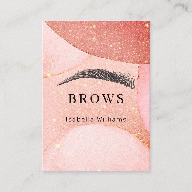 Modern Glitter Augenbrauen Visitenkarte Square Bus Business Card (Front)