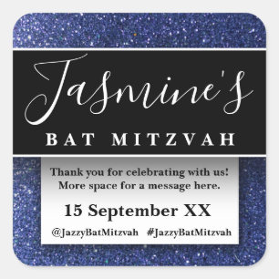 Modern Glitter Birthday Party Favours Thank You Square Sticker