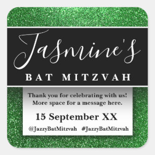 Modern Glitter Birthday Party Favours Thank You Square Sticker