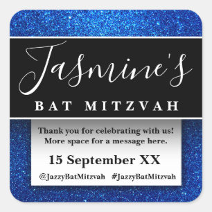 Modern Glitter Birthday Party Favours Thank You Square Sticker