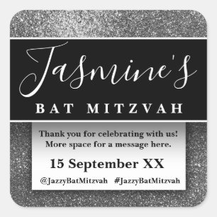 Modern Glitter Birthday Party Favours Thank You Square Sticker