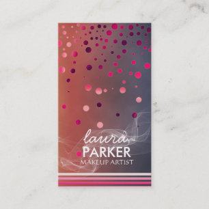 Modern Glitter Bokeh Makeup Artist Pink Business Card