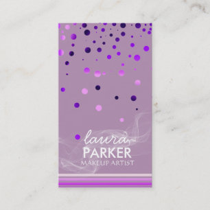 Modern Glitter Bokeh Makeup Artist Purple Business Card