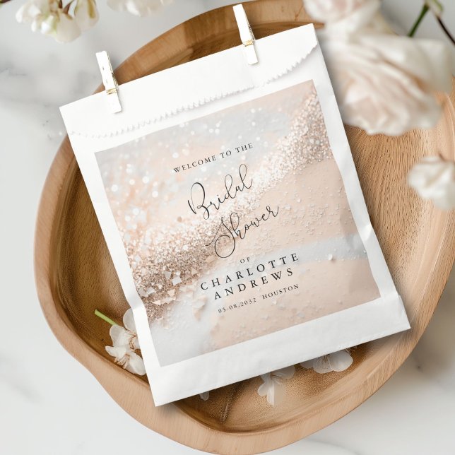 Modern, glitter Bridal Shower Favour Bags (Modern, glitter Bridal Shower Favor Bag with your name and bag.)