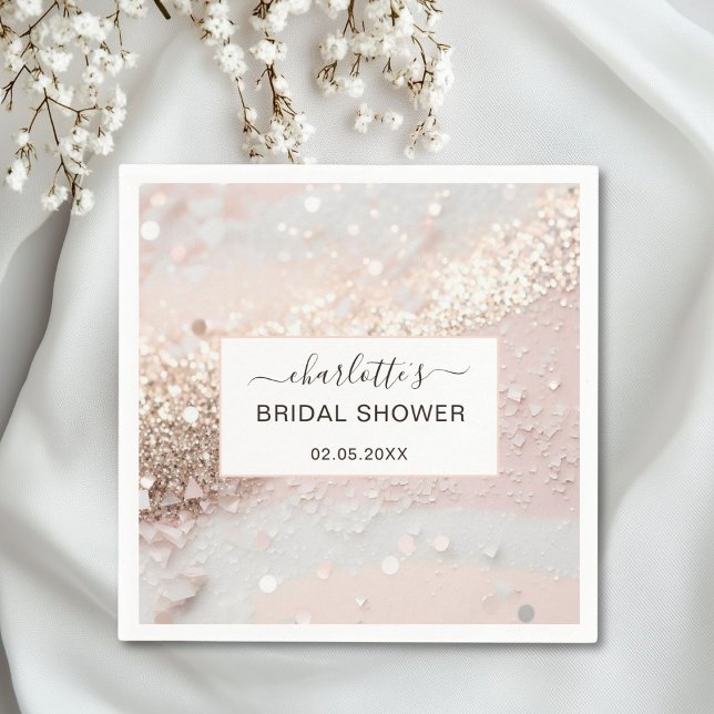 Modern Glitter Bridal Shower Napkin (Personalized Modern Glitter Bridal Shower Napkins)