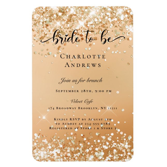 Modern, Glitter Bride to be Einladung Magnet (Vertical)