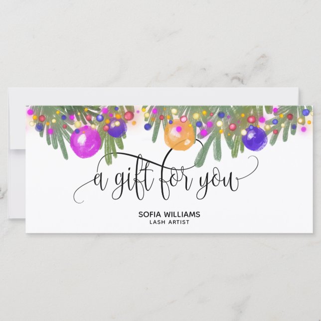 Modern Glitter Christmas Wreath Gift Certificate (Front)