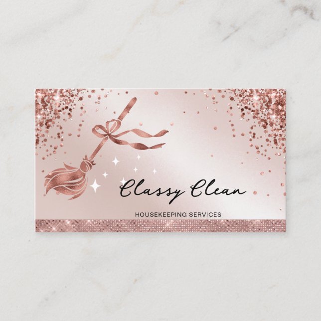 Modern Glitter Cleaning Services Housekeeping Business Card (Front)