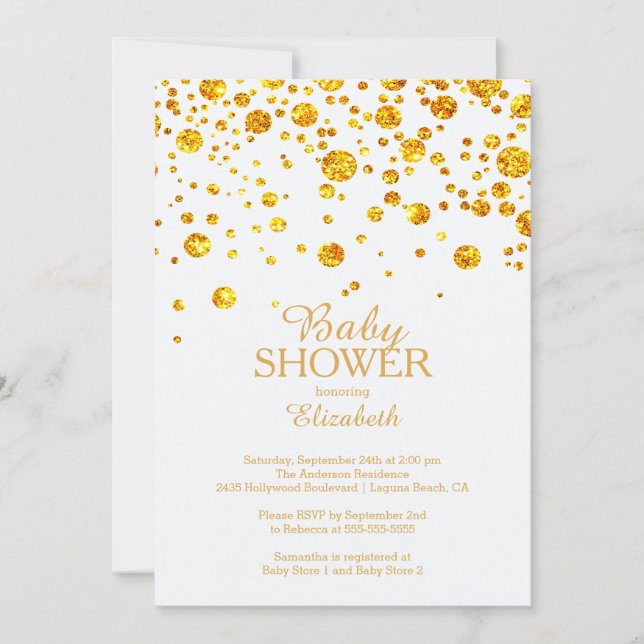 Modern Glitter Confetti Baby Shower Invitation (Front)