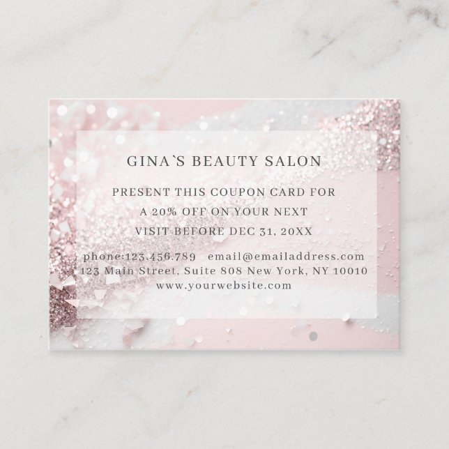 Modern, glitter discount card (Front)