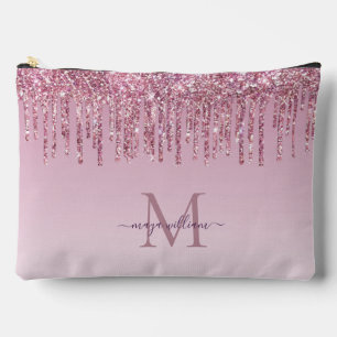 Modern Glitter Drips Personalised Monogram Name Accessory Pouch