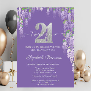 Modern Glitter Drips Rose Gold 21th Birthday Inv Invitation