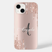 Modern Glitter Drips Rose Gold,Monogram 